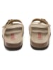 billowy Leder-Pantoletten in Taupe