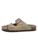 billowy Leder-Pantoletten in Taupe