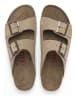 billowy Leder-Pantoletten in Taupe