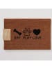Boltze Kokos-Fußmatte "Eat Play Love" in Braun - (L)60 x (B)40 cm
