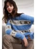 Oui Pullover in Hellblau/ Khaki/ Creme