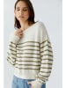 Oui Pullover in Weiß/ Grün
