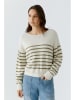Oui Pullover in Weiß/ Grün