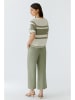 Oui Pullover in Grün/ Weiß