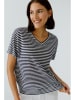 Oui Shirt in Dunkelblau/ Weiß