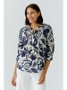 Oui Blouse donkerblauw/wit