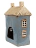 Clayre & Eef Świecznik "Home” w kolorze kremowo-błękitnym - 16 x 23 x 10 cm