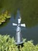 HGD Holz-Glas-Design Solar-Gartenstecker "Windmühle" in Silber - (B)17,5 x (H)93,5 x (T)7 cm