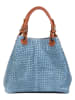 Lucca Baldi Leder-Henkeltasche "Fosdinovo" in Hellblau - (B)37 x (H)45 x (T)15 cm