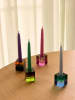 Hübsch 2-delige set: kaarshouders "Block" groen/roze - (B)6 x (H)5 x (D)5 cm