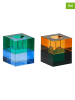 Hübsch 2-delige set: kaarshouders "Block" meerkleurig - (B)6 x (H)5 x (D)5 cm
