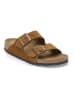 Birkenstock Leren slippers "Arizona" cognackleurig
