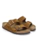 Birkenstock Leren slippers "Arizona" cognackleurig