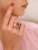 Pierres de Jade Vergulde ring met parel en edelstenen