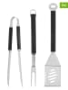 Mustang. 3tlg. Grillbesteck-Set in Schwarz/ Silber - (H)47 cm