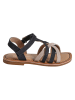vertbaudet Leren sandalen zwart/lichtroze