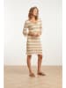 Smashed Lemon Gebreide jurk beige/wit