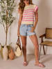 LA Angels Bluse in Beige/ Pink