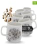 Moritz & Moritz 6er-Set: Kaffeetassen "Blossom" in Grau/ Weiß - 380 ml