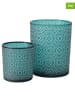 Boltze 2er-Set: Windlichter "Azzurro" in Blau/ Türkis