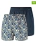 Schiesser 2-delige set: boxershorts donkerblauw/beige