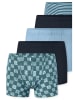 Schiesser 5-delige set: boxershorts petrol/zwart/lichtblauw