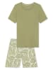 Schiesser Pyjama olijfgroen/wit