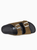 BACKSUN Leder-Pantoletten "Atlas" in Khaki/ Schwarz