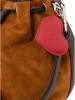 Zwillingsherz Leder-Schultertasche "Suede Drawstring Bag" in Cognac - (B)21 x (H)26 x (T)14 cm