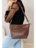 Mia Tomazzi Leren schoudertas "Trapani" bruin - (B)33 x (H)25 x (D)14 cm