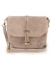 Mia Tomazzi Leder-Umhängetasche "Varallo" in Taupe - (B)21 x (H)18 x (T)8 cm