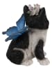 Clayre & Eef Dekoobjekt "Katze" in Schwarz/ Blau - (B)12 x (H)15 x (T)10 cm