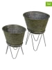 Clayre & Eef 2-delige set: plantenhouders grijs