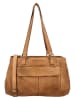 HIDE & STITCHES Leder-Schultertasche in Hellbraun - (B)33 x (H)21 x (T)10 cm
