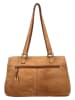 HIDE & STITCHES Leder-Schultertasche in Hellbraun - (B)33 x (H)21 x (T)10 cm