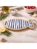 Villa d´Este Schneidebrett ''Ocean F.'' in Hellbraun/ Dunkelblau/ Weiß - (L)27,7 x (B)17 cm
