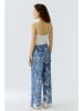 Oui Hose in Blau/ Creme