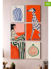 Wallity 6er-Set: Leinwanddrucke in Rot/ Blau/ Creme