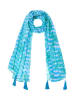BLE Sjaal turquoise/wit - (L)180 x (B)110 cm