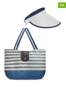 BLE 2tlg. Set: Kappe & Shopper in Blau/ Weiß