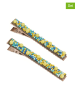 BLE 2-delige set: haarspelden geel/blauw
