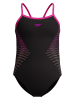 Speedo Badeanzug "Placement Thinstrap" in Schwarz/ Pink