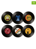 Winkee 6er-Set: Untersetzer ''Vinyl'' in Schwarz - Ø 11 cm