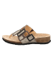 Think! Leren teenslippers beige