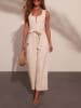 Milan Kiss Spijkerjumpsuit beige