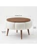 Scandinavia Concept Bijzettafel ''Papatya'' crème/bruin - (H)44 x Ø 45 cm