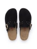billowy Leder-Clogs in Schwarz