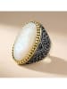 Nomad Verzilverde ring met edelsteen