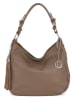 Lia Biassoni Leren schoudertas "Monate" taupe - (B)36 x (H)26 x (D)10 cm