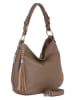 Lia Biassoni Leren schoudertas "Monate" taupe - (B)36 x (H)26 x (D)10 cm